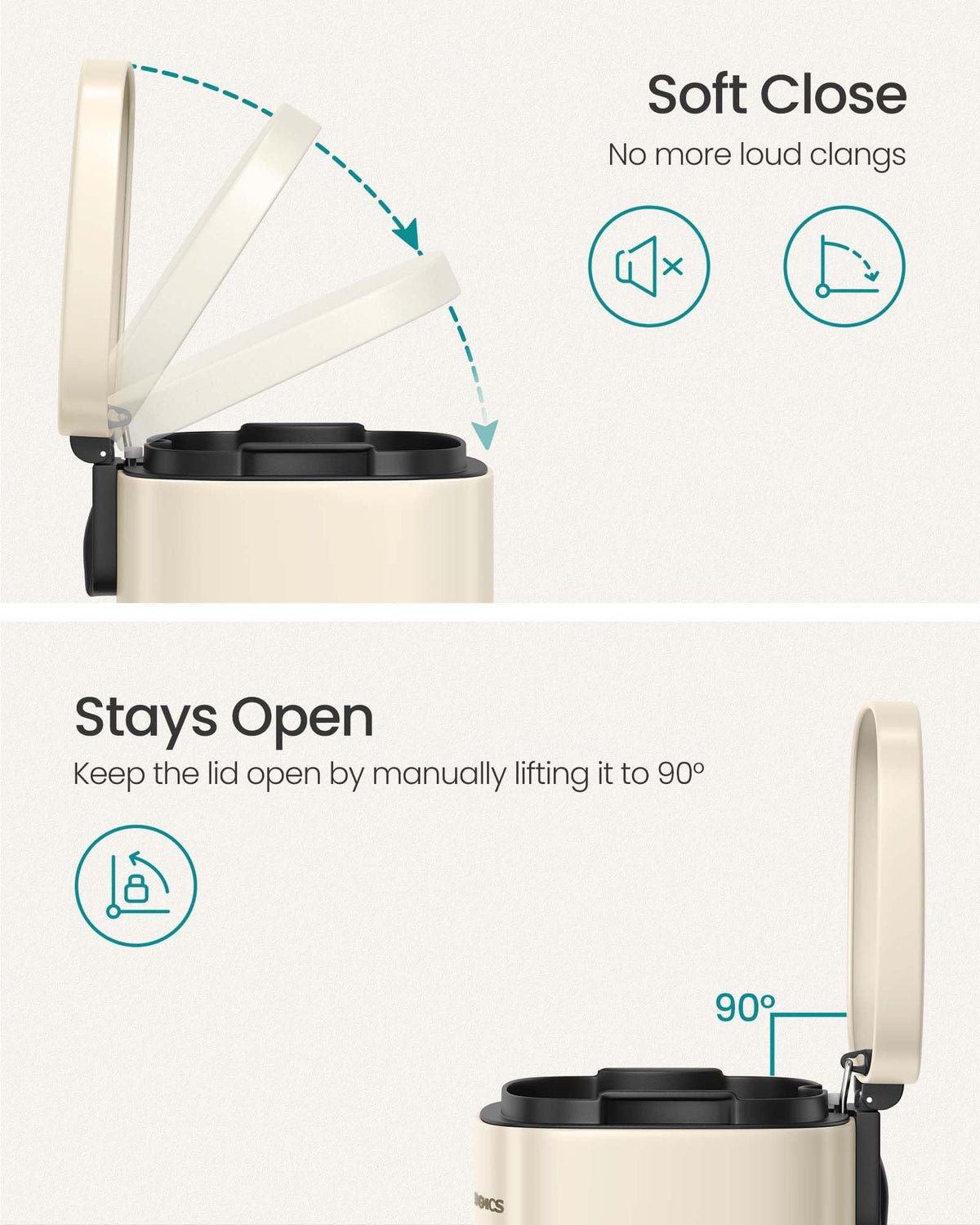 Songmics stainless steel kitchen trash combines durability with fingerprint resistance.