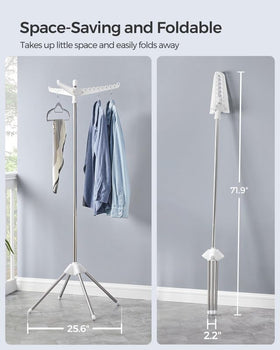 SONGMICS stainless-steel main pole and legs resist rust and wobble.