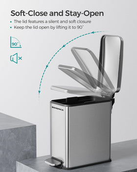 SONGMICS step pedal enables hands-free waste disposal.