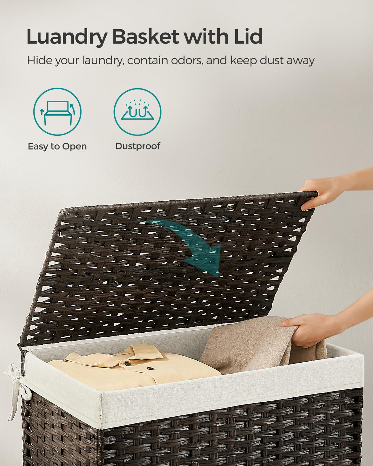 Foldable design of SONGMICS basket for compact storage
