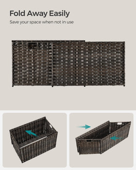 Basket full of blankets and clothes demonstrating spacious storage