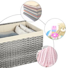 SONGMICS storage basket in a bedroom complements decor while organizing.