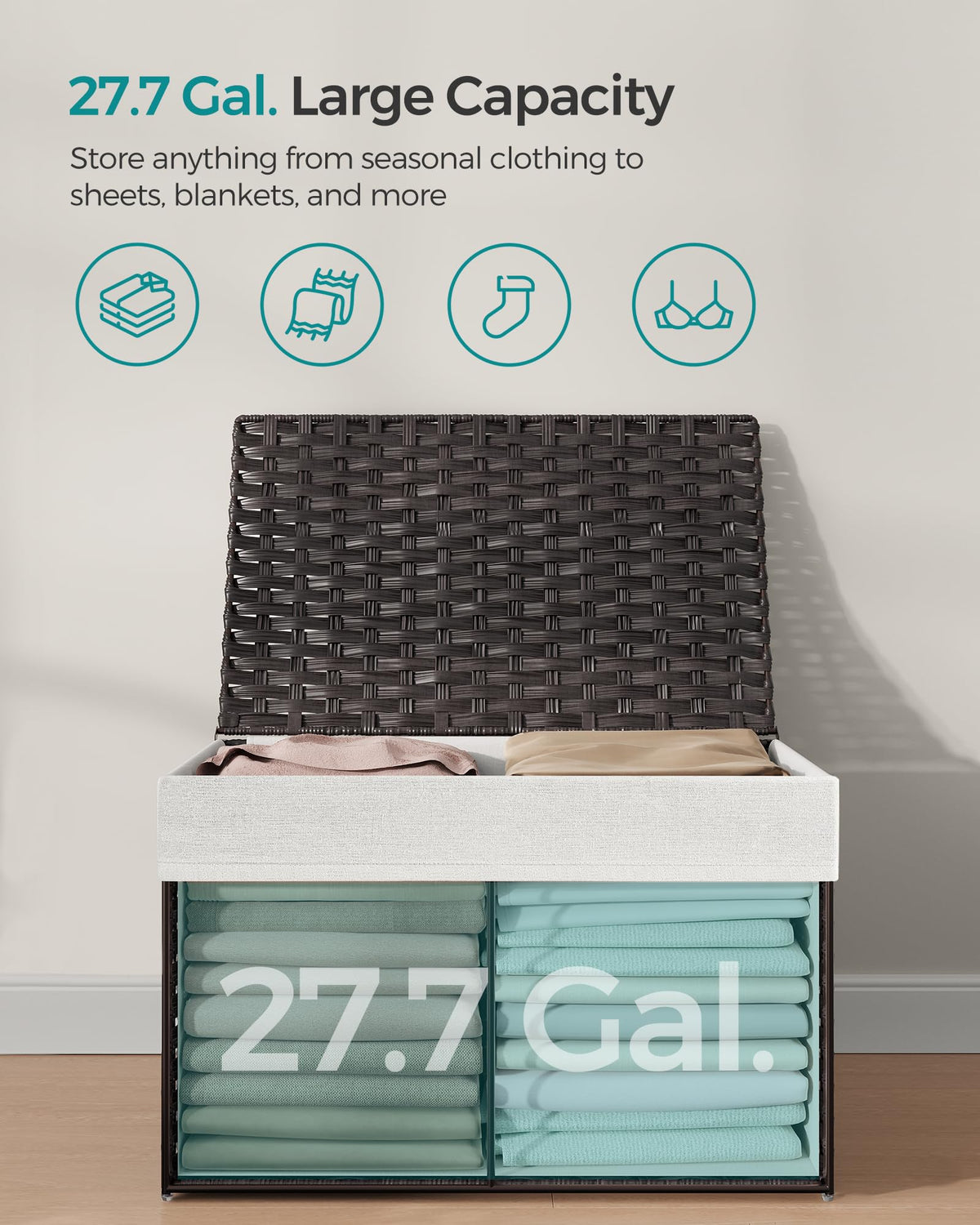 SONGMICS basket in a laundry room for laundry organization