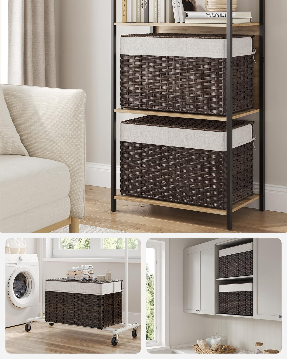 Sturdy metal frame of SONGMICS basket supports up to 55 lb
