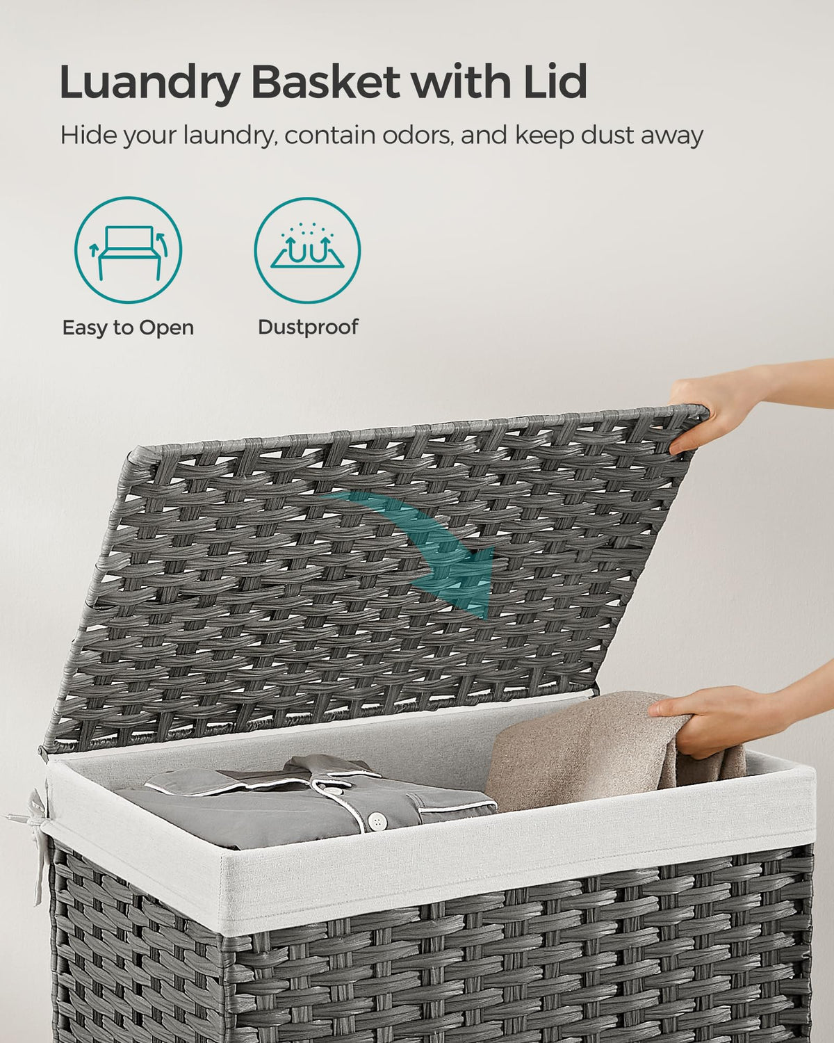 Waterproof, ventilated PP rattan keeps contents dry and fresh.