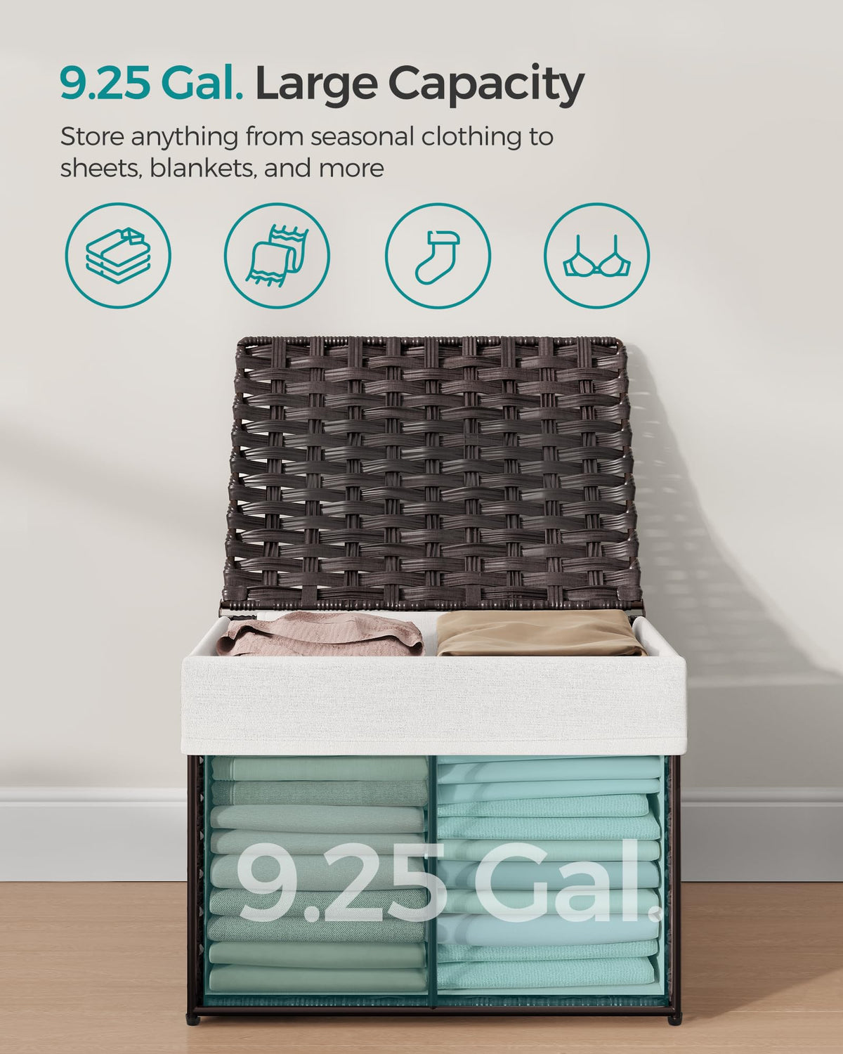 Songmics storage basket with lid cut out handles for easy portability