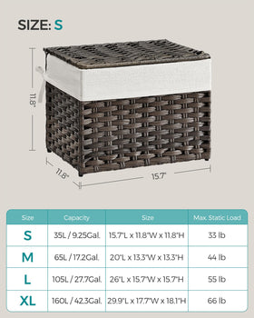 Songmics storage basket with lid folds flat for compact storage