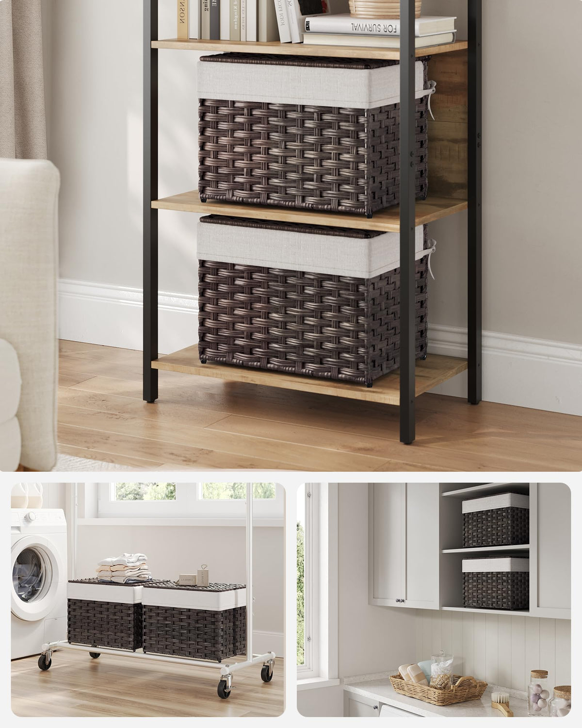Songmics storage basket with lid large capacity for blankets and clothes