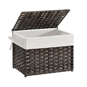 Songmics storage basket with lid lid open for easy laundry access and dust protection
