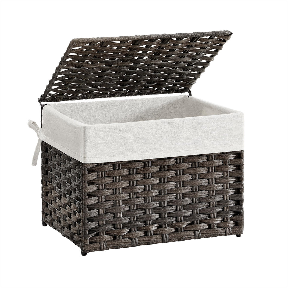 Songmics storage basket with lid lid open for easy laundry access and dust protection