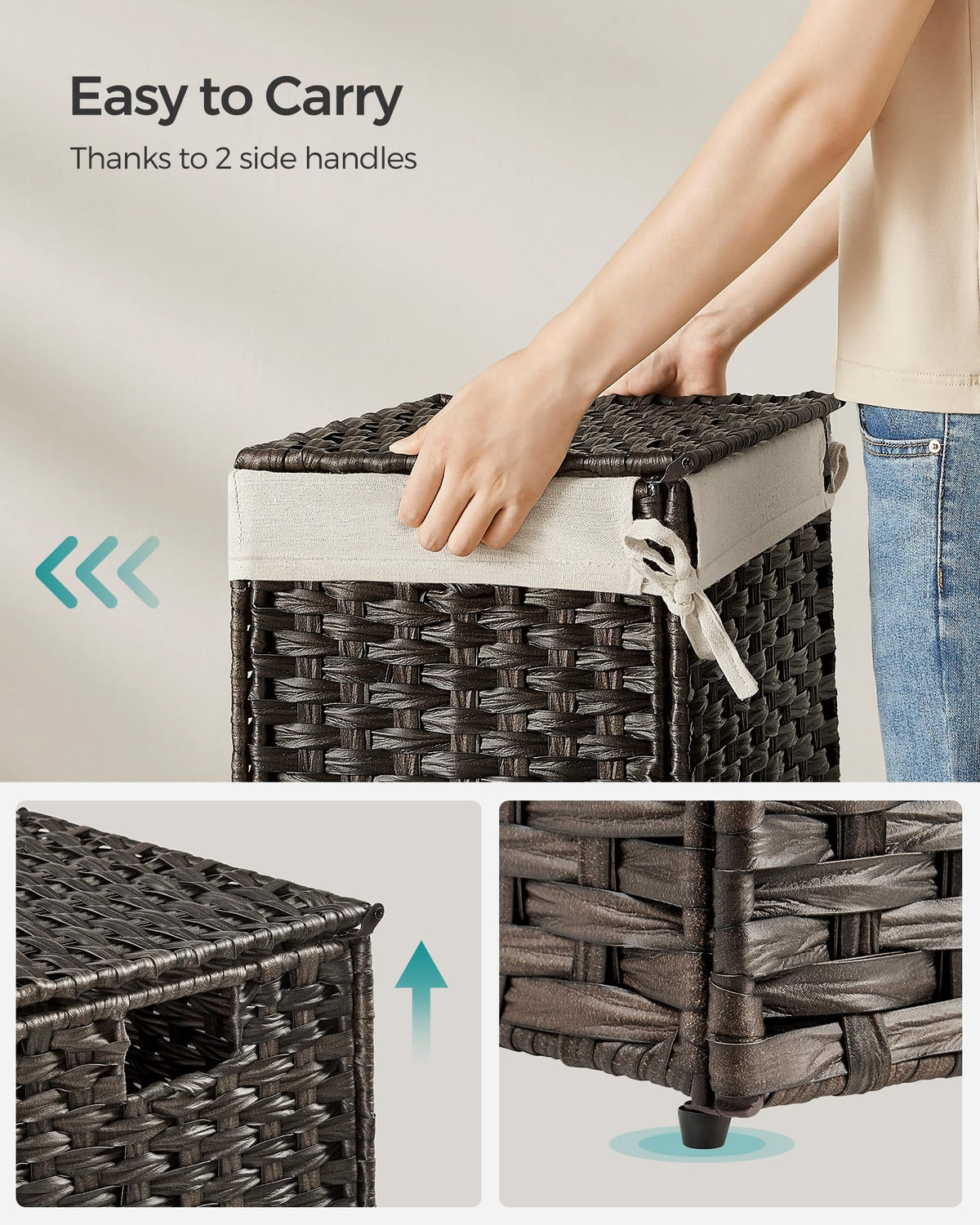 Songmics storage basket with lid sturdy metal frame supports up to 33 lb