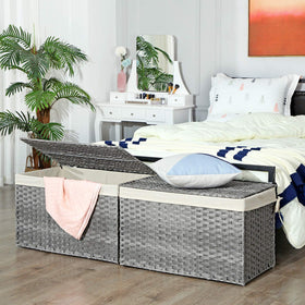 SONGMICS storage basket with lid side handles, easy to move between rooms.