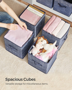 SONGMICS durable fabric bins hold items securely with easy-to-grab handles