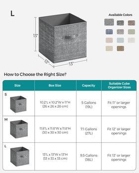 13-inch cube storage fit ensures compatibility with standard organizers.
