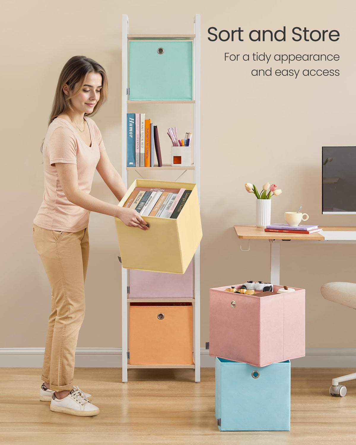 SONGMICS storage cubes fit IKEA cube shelves for flexible organization.