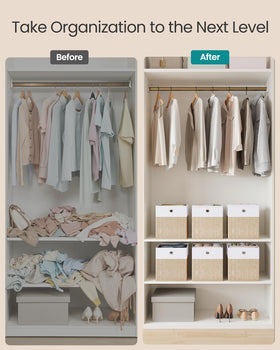 SONGMICS foldable boxes collapse flat to save space when not in use.