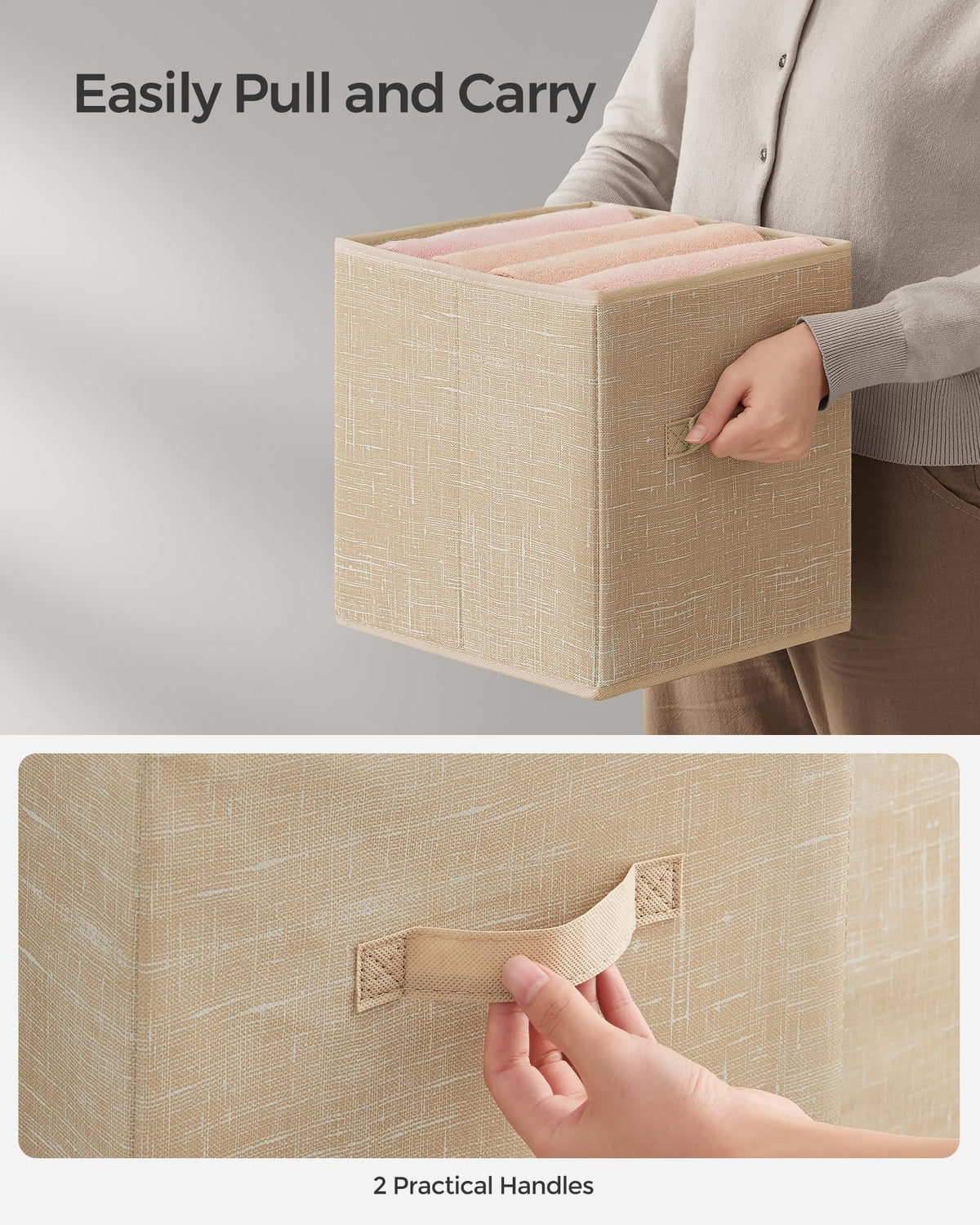 SONGMICS cubes inside a cube cabinet hide clutter neatly