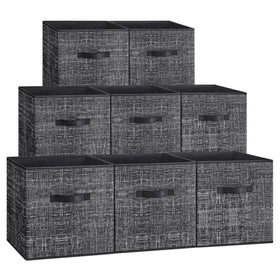 SONGMICS ink black storage cube front view on shelf for closet organization