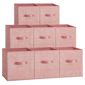 SONGMICS jelly pink storage cubes front view for compact closet organization.