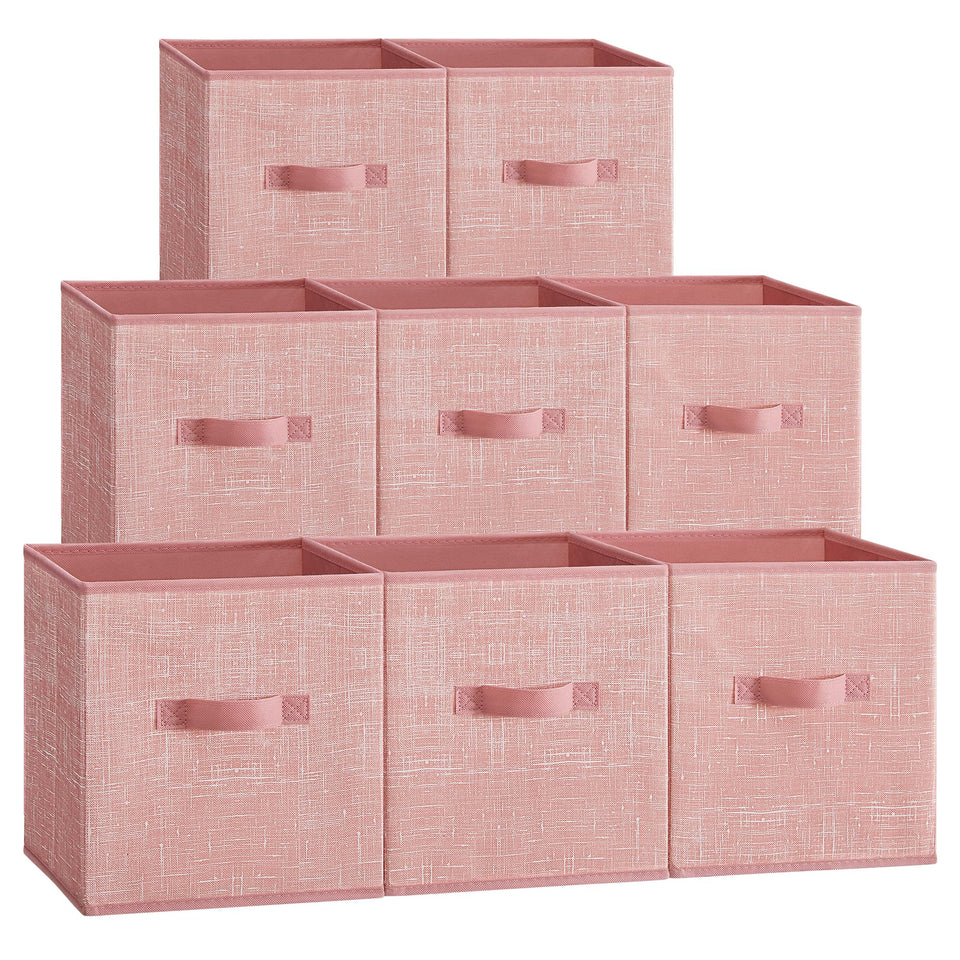 SONGMICS jelly pink storage cubes front view for compact closet organization.