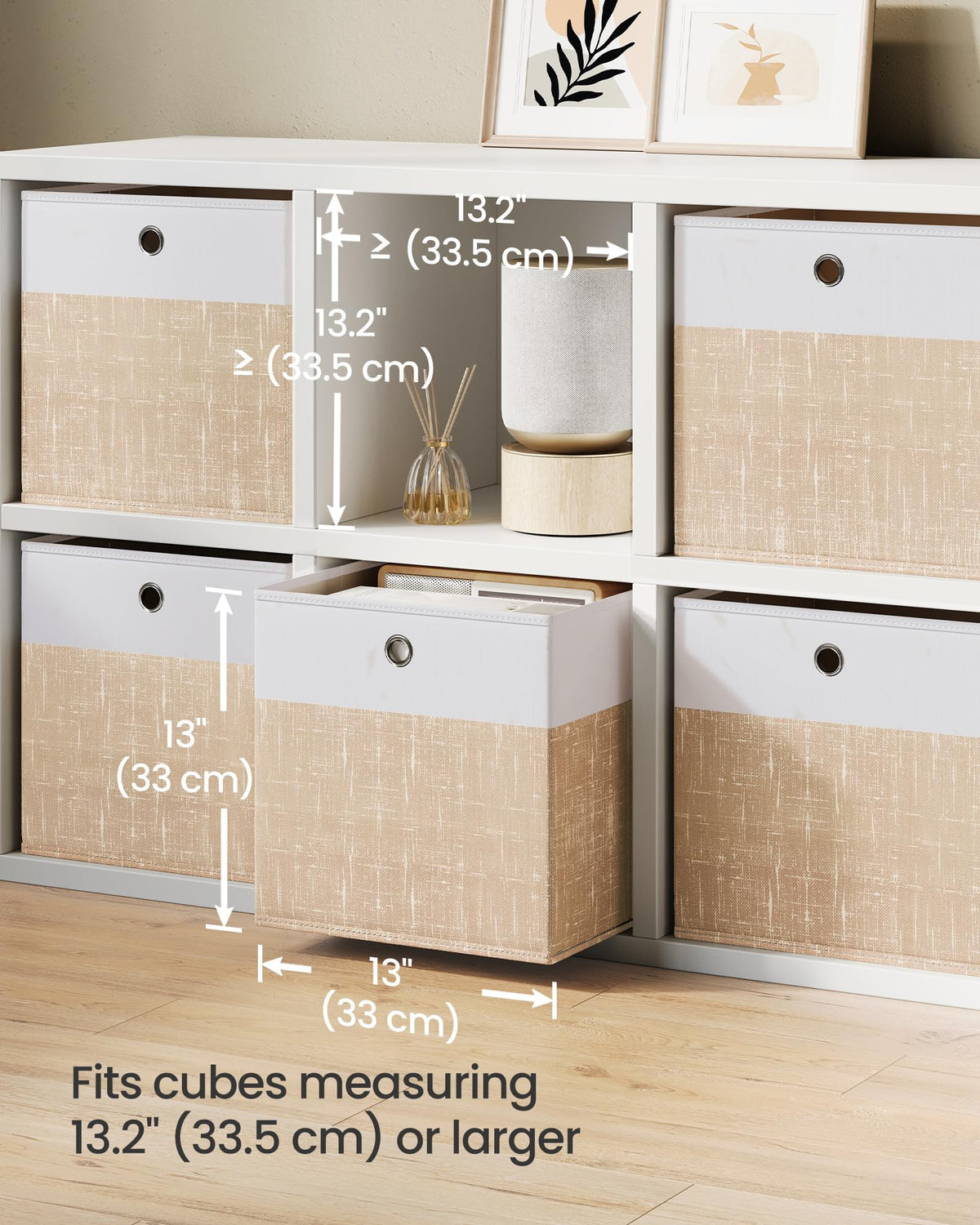 SONGMICS storage cubes on a desk setup help maintain tidy workspace.