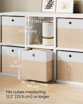 SONGMICS storage cubes on a desk setup help maintain tidy workspace.