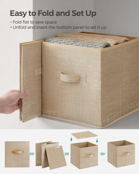 SONGMICS storage cubes sand beige bedroom setup highlights versatile use