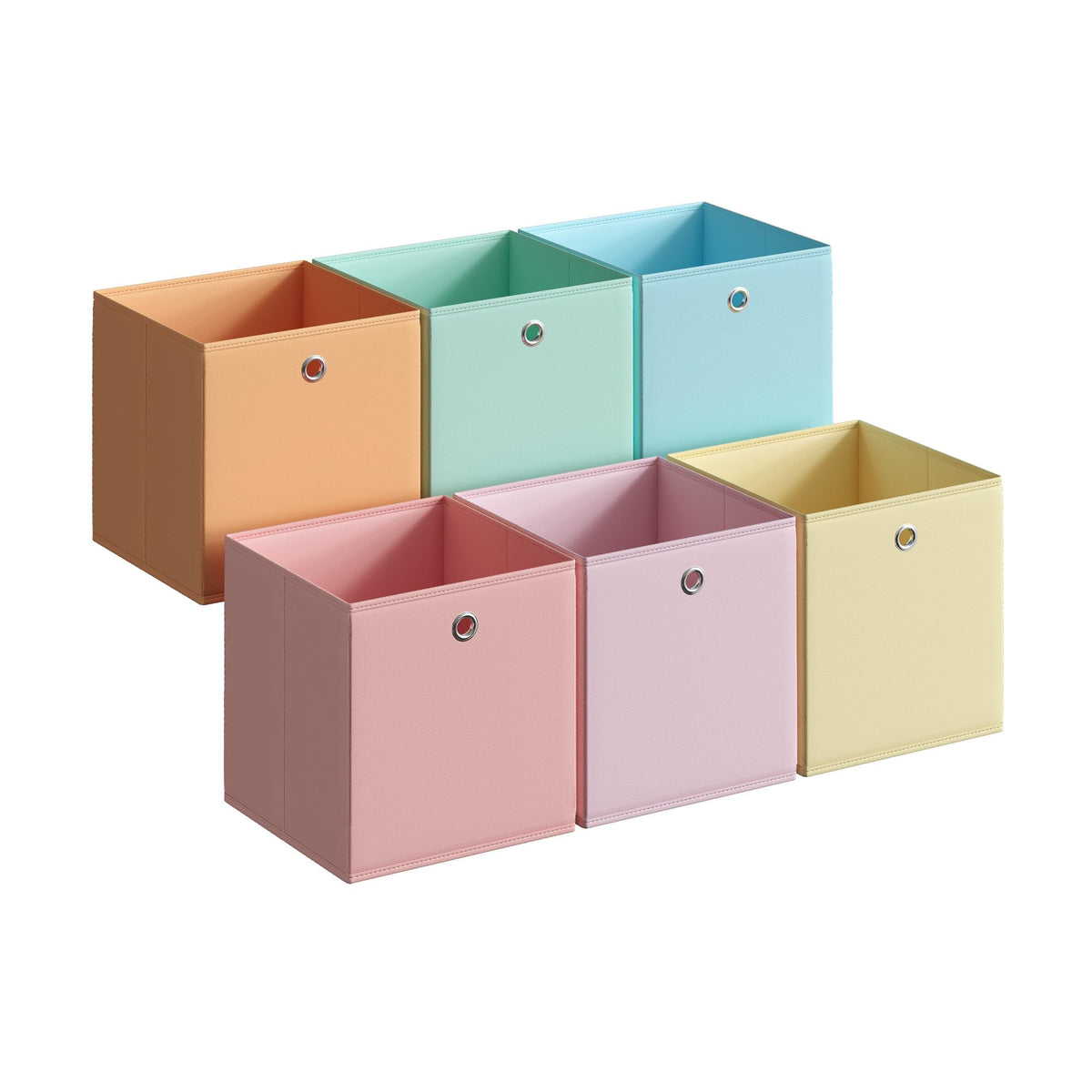 SONGMICS set of 6 odorless foldable storage cubes on a shelf for neat organization