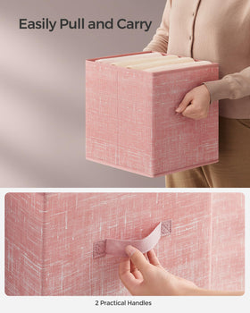 SONGMICS jelly pink storage cubes size 10.2 x 10.2 x 11 inches front view.