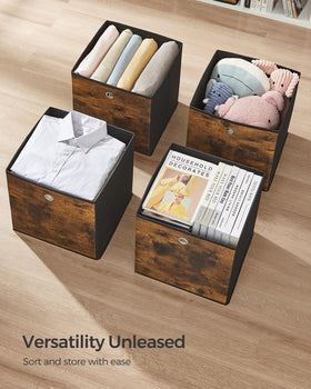 Songmics storage cubes fit standard cube shelves for easy integration.