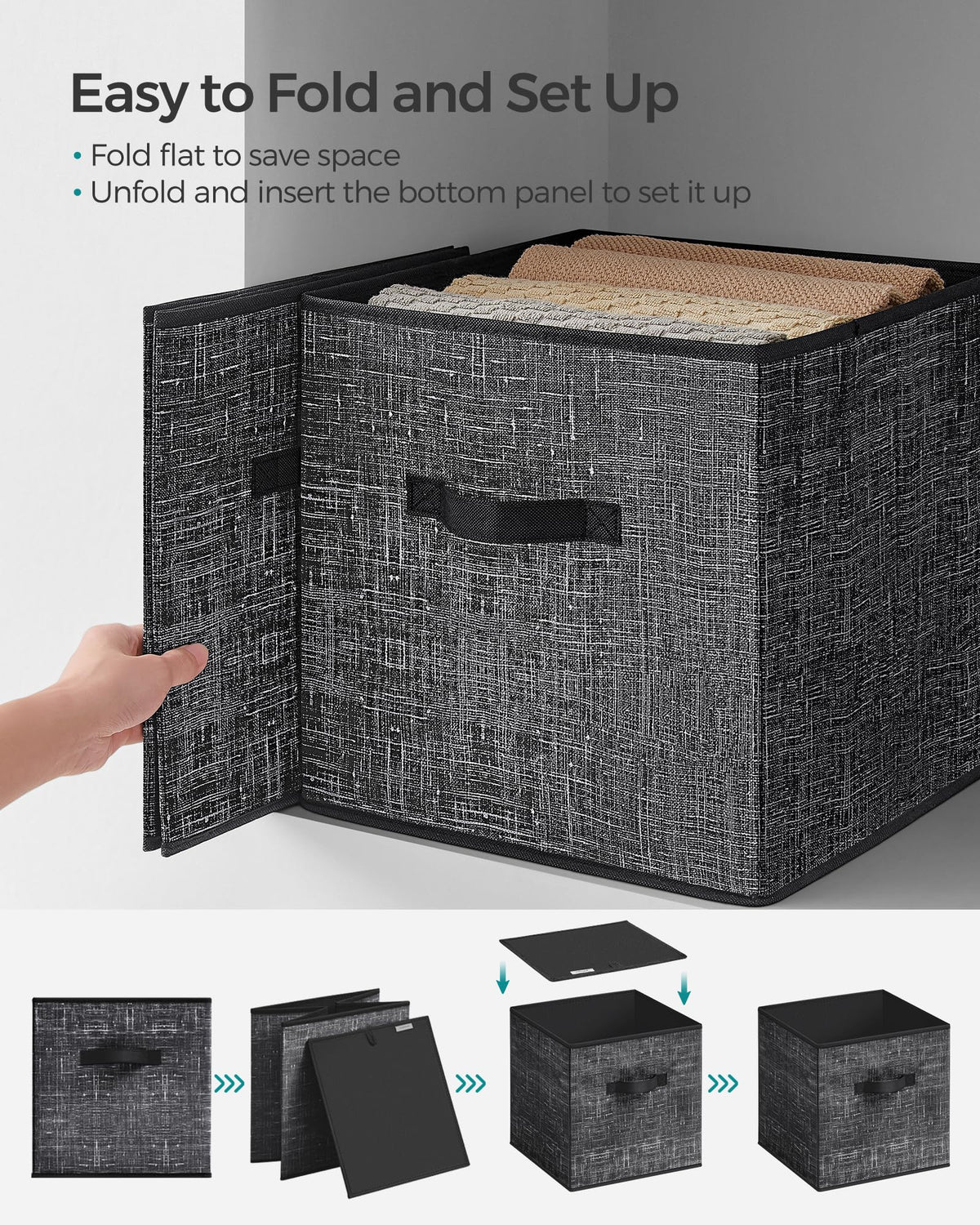 SONGMICS ink black cubes store clothes and books neatly