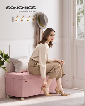 SongMICS storage ottoman folding design offers quick setup and space-saving storage