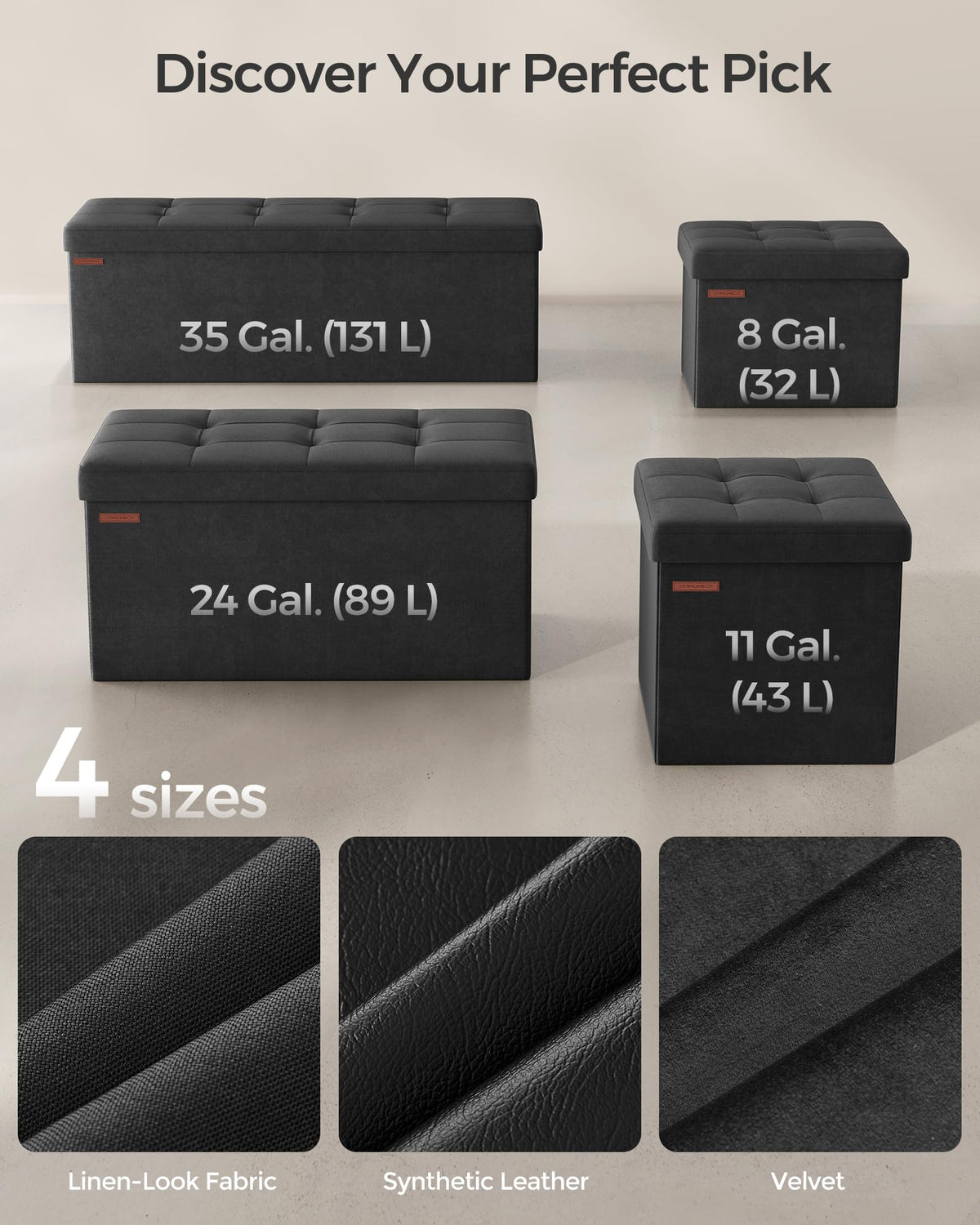 SONGMICS storage ottoman used as a coffee table in a living room