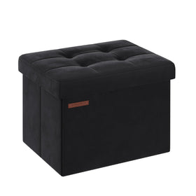 SONGMICS storage ottoman folded flat for space-saving efficiency