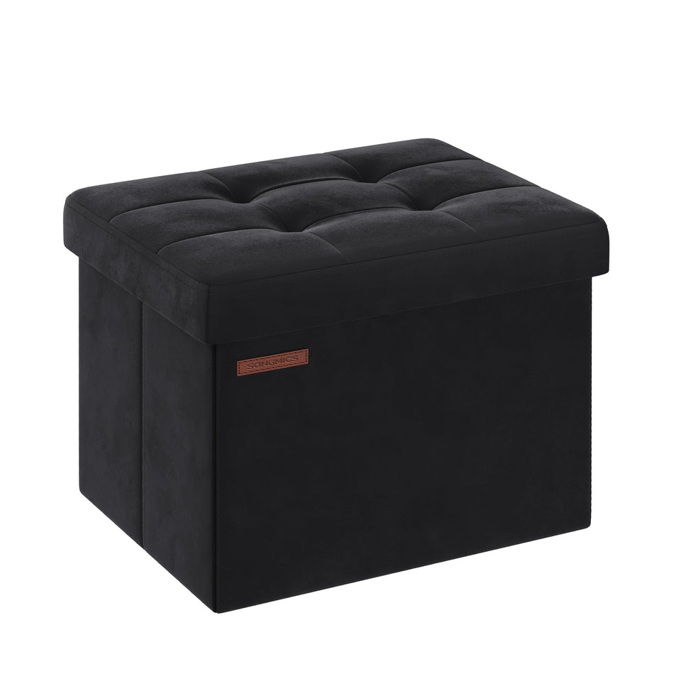 SONGMICS storage ottoman folded flat for space-saving efficiency