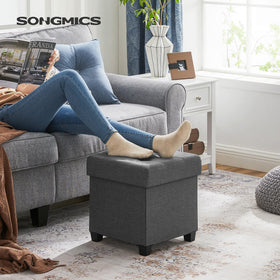 Lid with metal corner guards on the SONGMICS ottoman protects surfaces