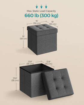 SONGMICS storage ottoman linen-look fabric with tufted top for elegance