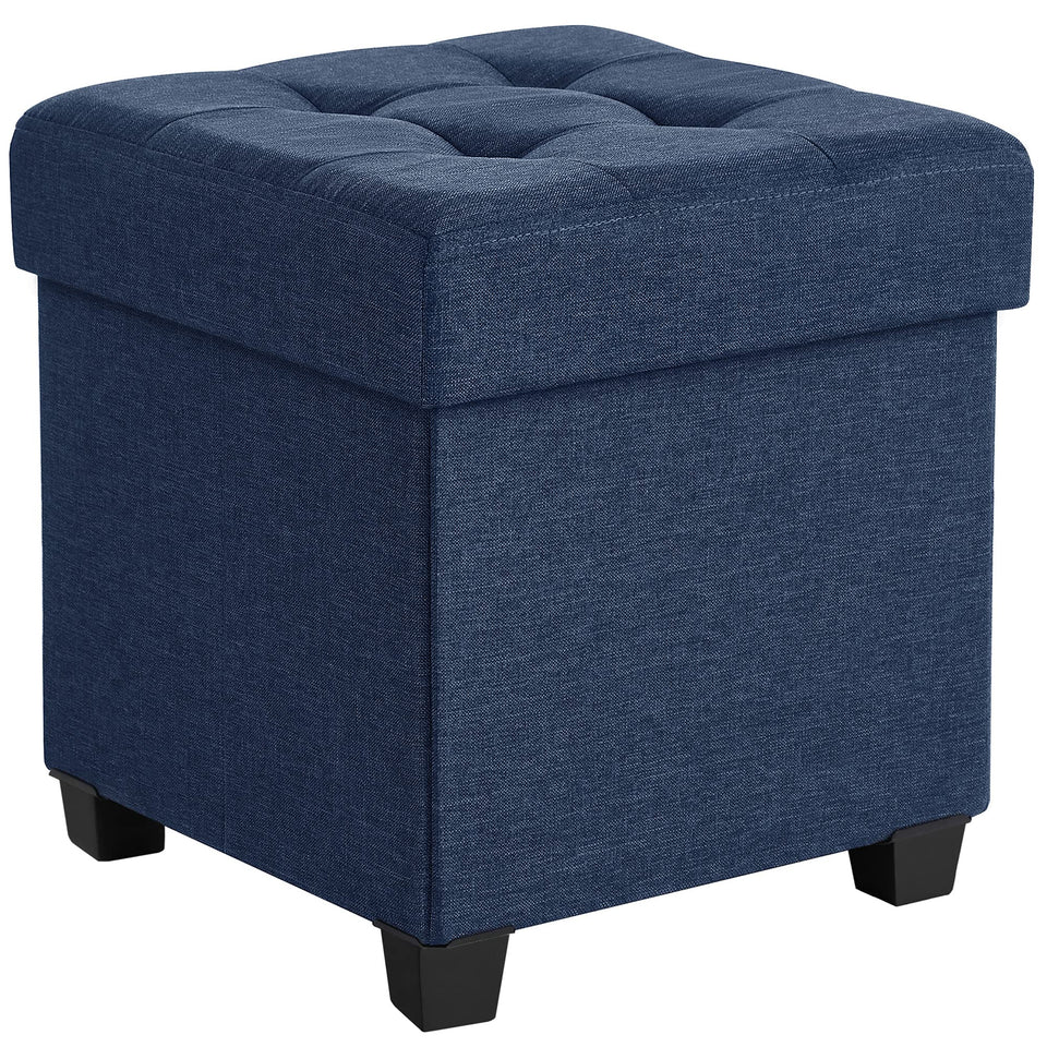 SONGMICS storage ottoman midnight blue top view highlights compact seating and hidden storage