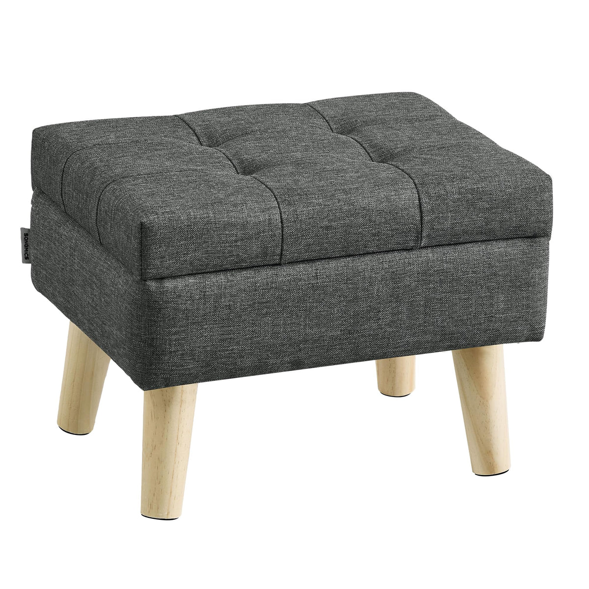 Songmics storage ottoman slate gray with lid closed conceals remotes and small items