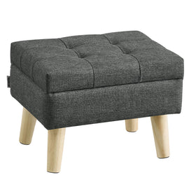Songmics storage ottoman slate gray with lid closed conceals remotes and small items