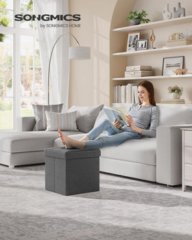 SONGMICS storage ottoman open storage compartment ideal for magazines and toys