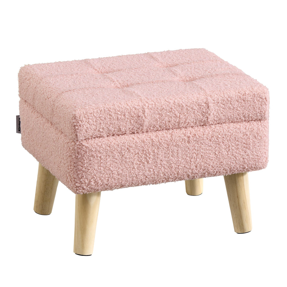 SongMics teddy fleece ottoman side view in jelly pink