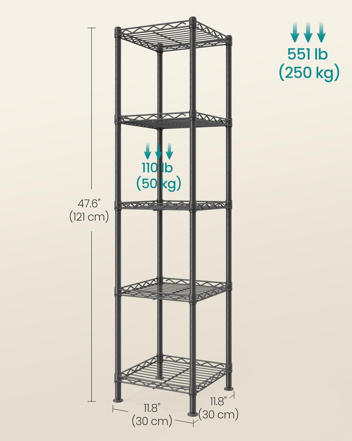 Space-saving SongMics rack organized kitchen, pantry, and living areas.