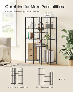 Versatile SongMics storage shelf for bottles, tools, and plants in ink black.