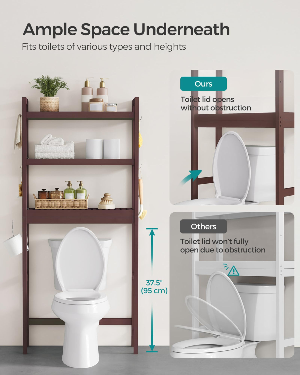 SONGMICS sturdy bamboo construction delivers stable support in busy households.