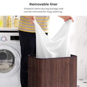 Songmics bamboo hamper base emphasizes stability and long-lasting support.