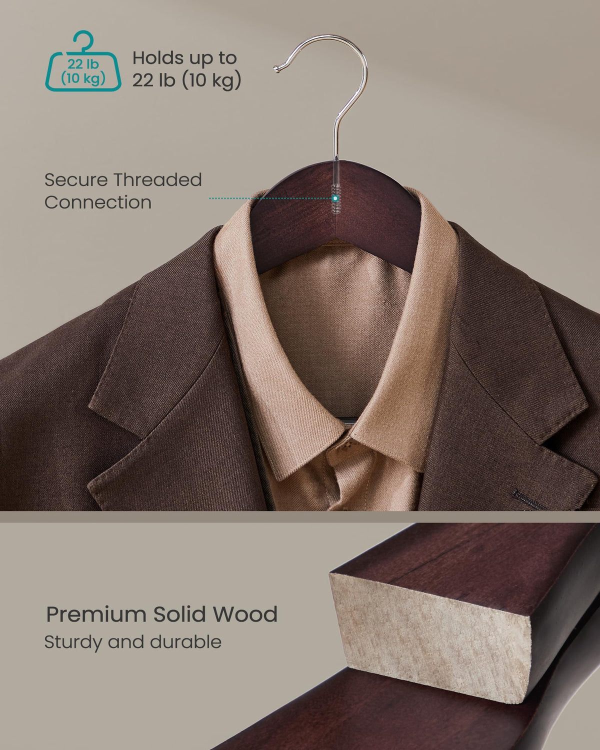 SONGMICS swivel-hook hanger makes hanging and retrieving outfits effortless.