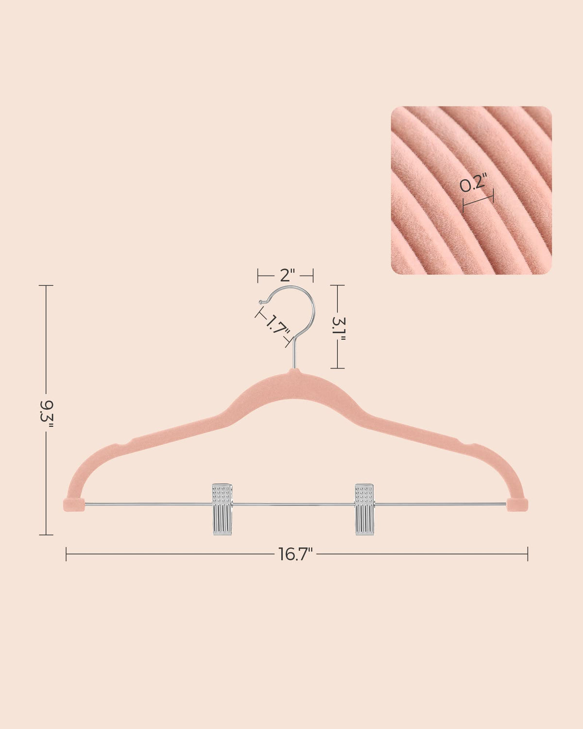 SONGMICS ultra-thin 0.2 inch profile for crowded closets.