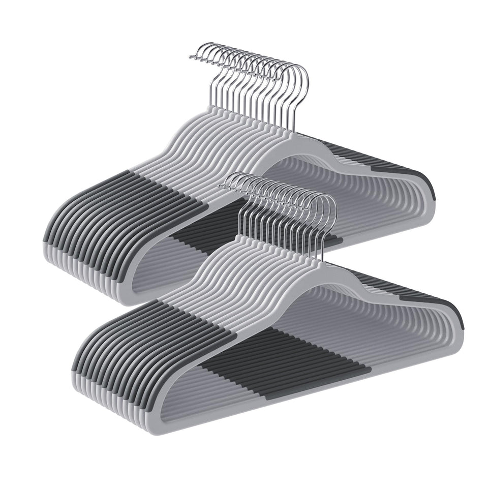 Songmics thin plastic hangers maximize closet space and keep garments aligned.