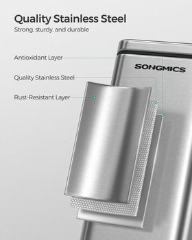 SONGMICS included toilet brush helps bathroom upkeep.